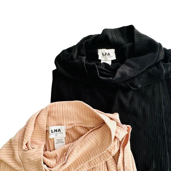 LNA Caruso Wrap Skirt Black & Tan 2pc Set Small Cover-Up Beach Summer Travel - Picture 5 of 6